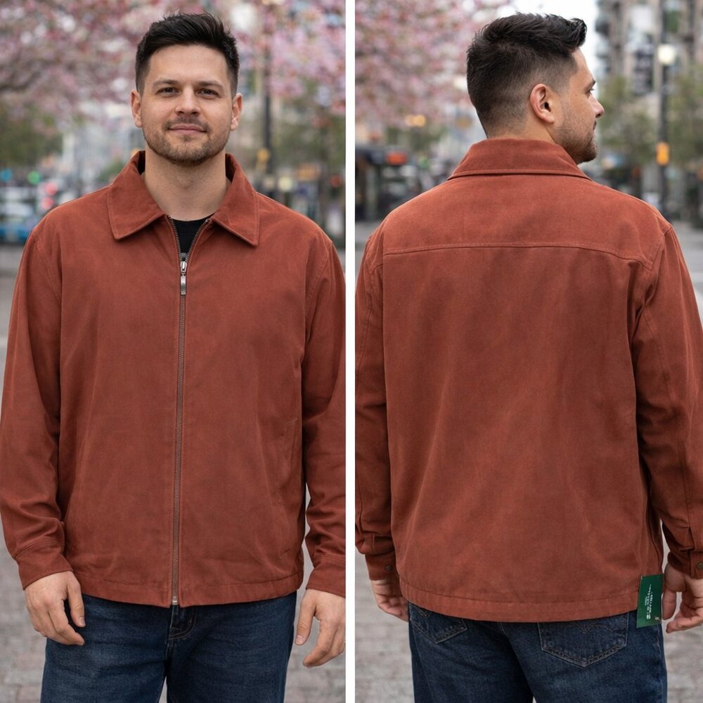 Claiborne Burnt Sienna Red Suede w Black lining Jacket 2XL NWT